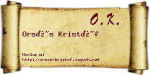Orsós Kristóf névjegykártya