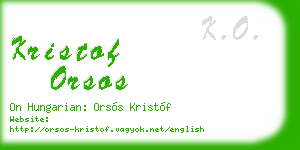 kristof orsos business card